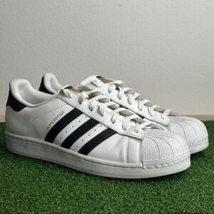 Adidas Superstar Sneakers White Black Gold Casual Shoes C77124 Size 10 Mens